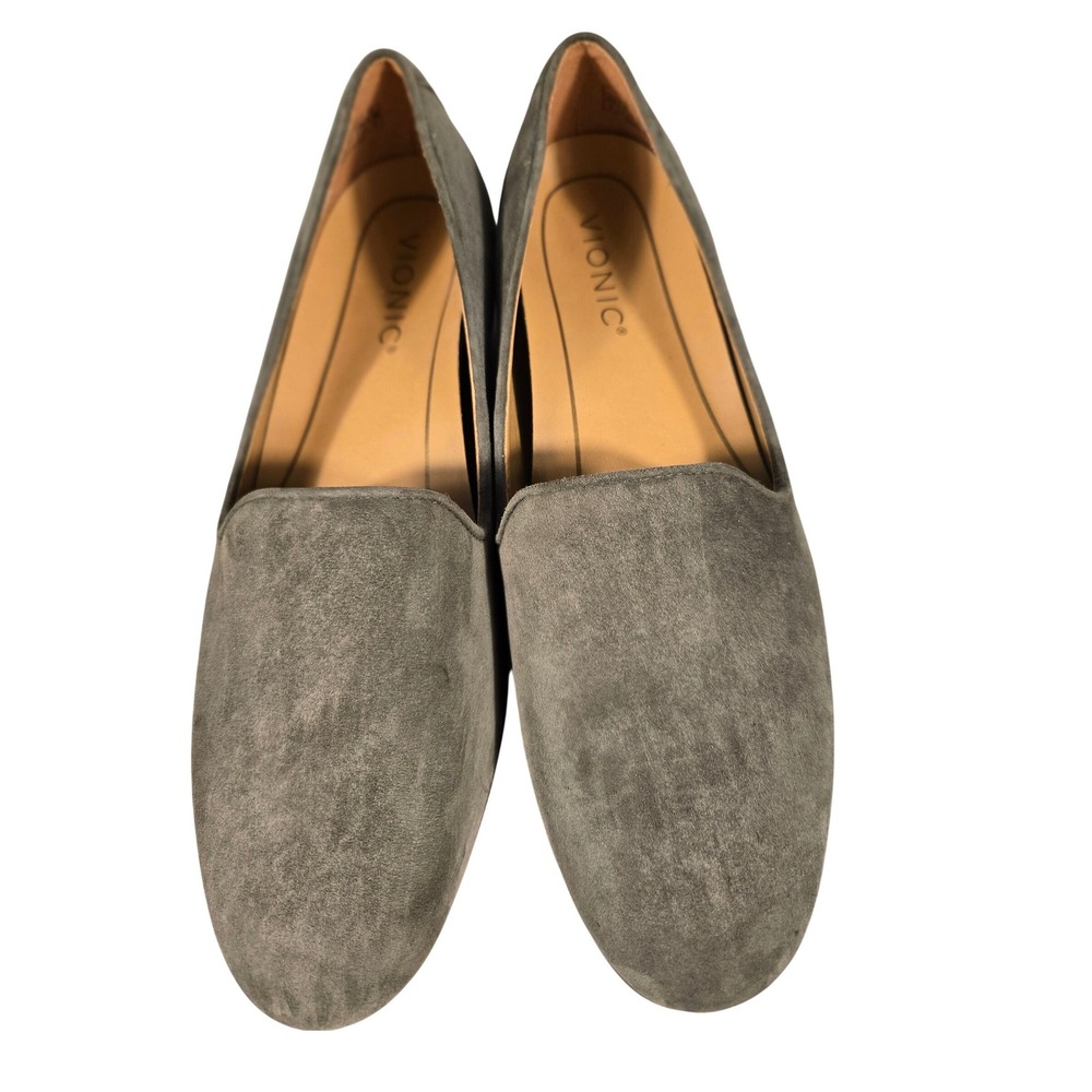 Vionic‎ Willa Olive Green Suede Smoking Slipper Loafers Flats Womens 7 Orthotic